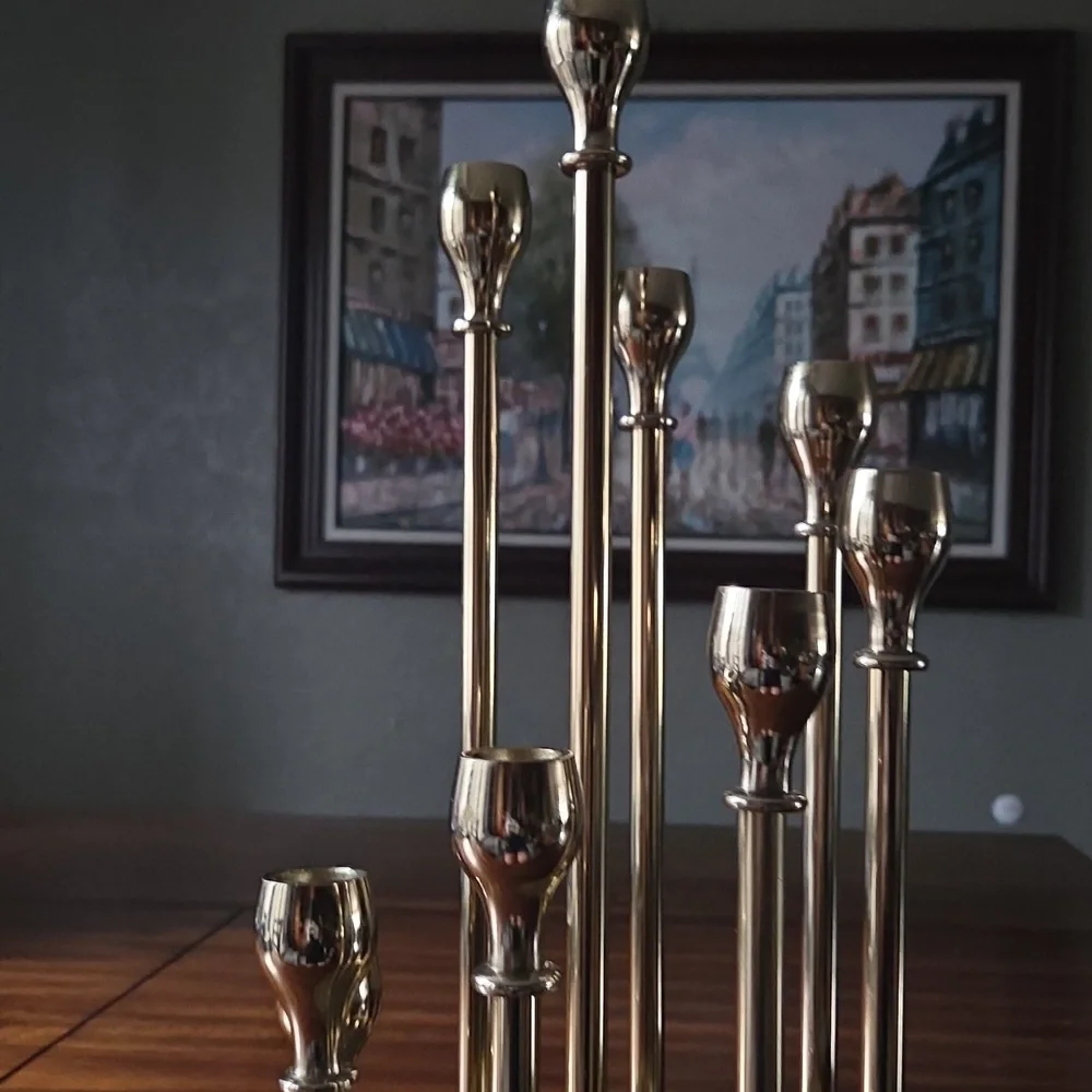 Z Gallerie Candelabra 9 Tapers Brass Candle Holder